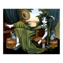 Serena Eclectic Sunset Cat Fairy Poster