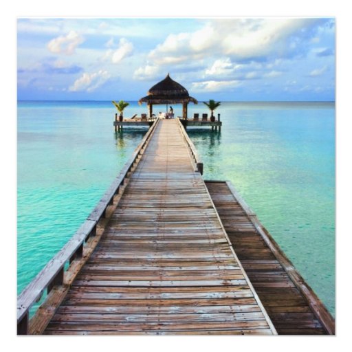 Serenade Jetty Maldives Beach Wedding -black Personalised Invitation
