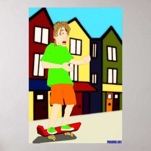 Serenading Skateboarding Dude Print