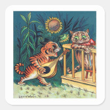 Serenata del gatito de Louis Wain Pegatina Cuadradas