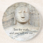 Serene Buddha Image with Customizable Quote Drink Coaster