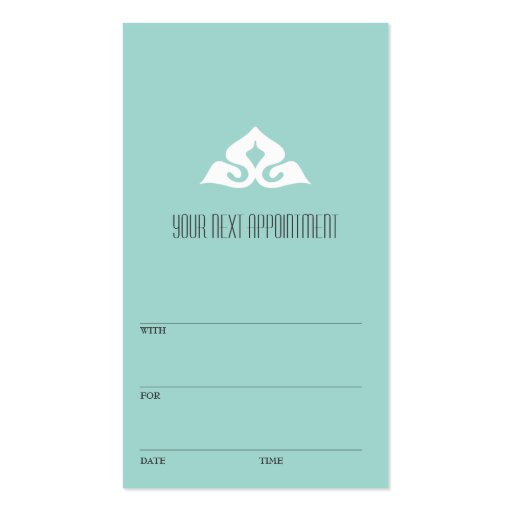 Serene Salon Aqua Appointment Business Card Template (back side)
