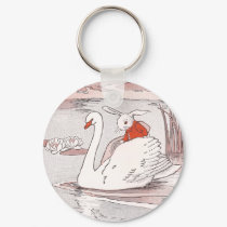 Serene Swan Gives Rabbit a Lift keychains by pinkalmond Serene Swan Gives Rabbit a Lift keychains