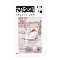 Serene Swan Gives Rabbit a Lift Postage