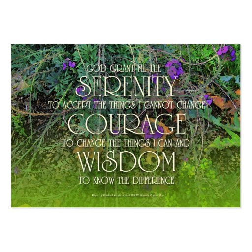 Serenity, Courage, Wisdom Prayer Card Business Card Template (front side)