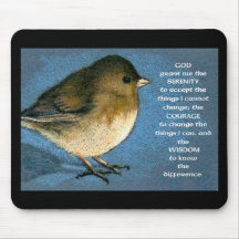 SERENITY PRAYER AND JUNCO ARTWORK MOUSE PAD
