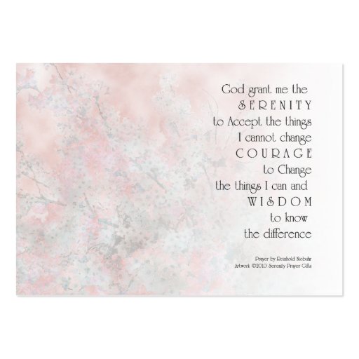 Serenity Prayer Blossoms Profile Card Business Card (front side)