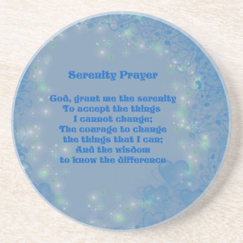 Serenity Prayer Blue Hearts Inspirational Coaster coaster