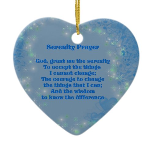 Serenity Prayer Blue Hearts Inspirational Ornament ornament