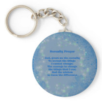 Serenity Prayer Blue Hearts Keychain