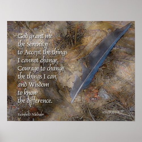 Serenity Prayer Blue Jay Feather Poster print