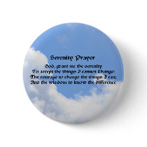 Serenity Prayer Blue Sky Affirmation Button Pin