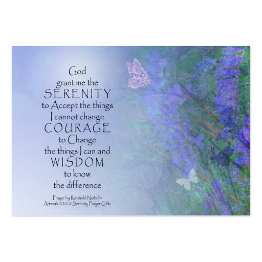 Serenity Prayer Butterflies & Vetch Business Card Templates (front side)