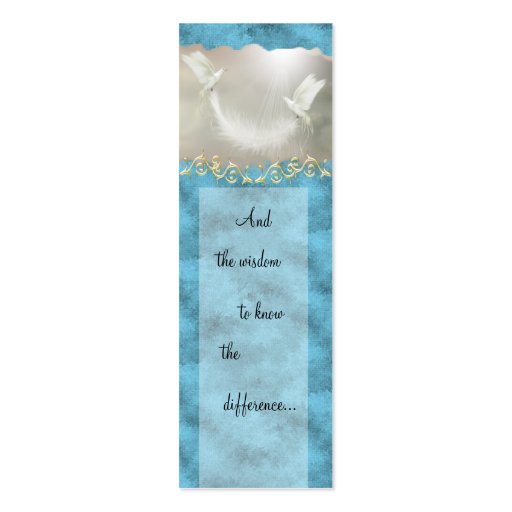Serenity Prayer Doves Buiness Card ~ turquoise Business Card Template (back side)