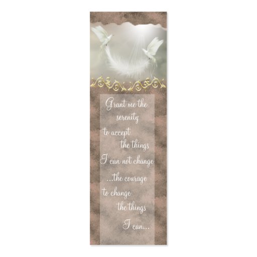 Serenity Prayer Doves Business Card ~ beige (front side)