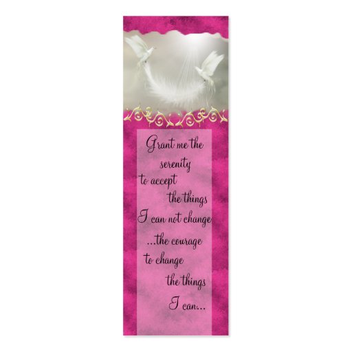 Serenity Prayer Doves Business Card~ Pink