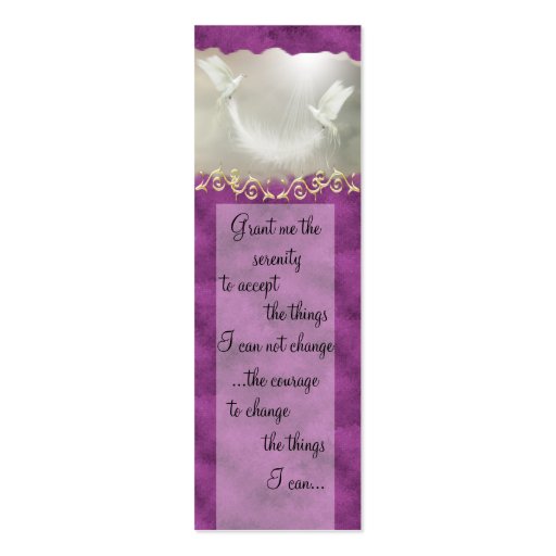 Serenity Prayer Doves Business Card ~ Purple (front side)