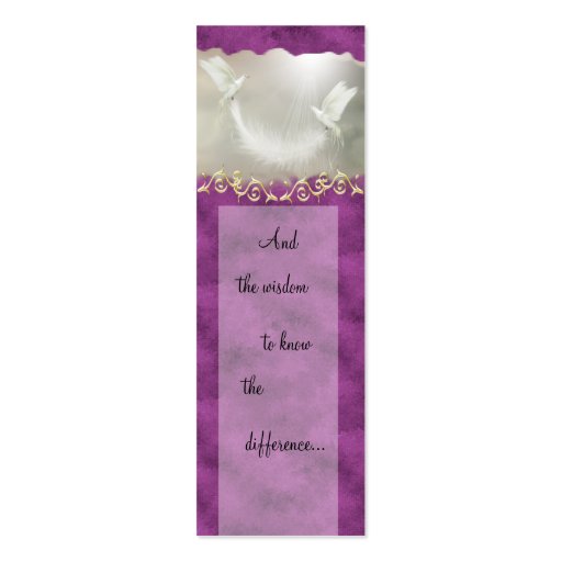 Serenity Prayer Doves Business Card ~ Purple (back side)