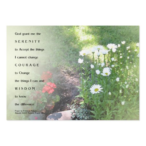 Serenity Prayer Floral Business Card (front side)