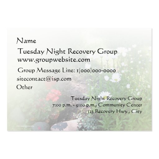 Serenity Prayer Floral Business Card (back side)