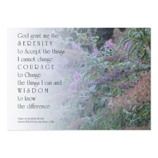 Serenity Prayer Garden Profile Card Business Card Templates (front side)