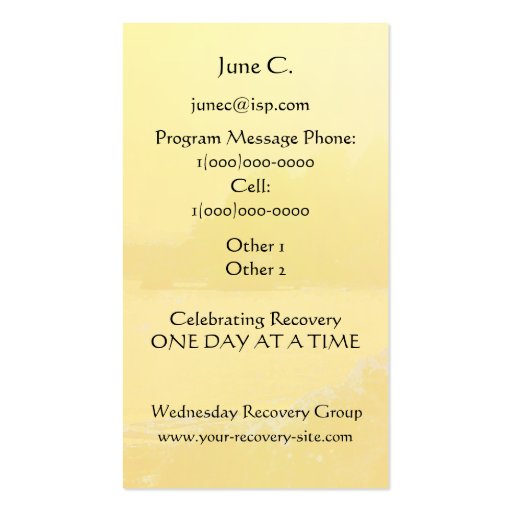 Serenity Prayer Golden Shores Profile Card Business Card (back side)