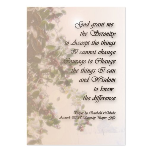 Serenity Prayer Holly Business Card Templates (back side)