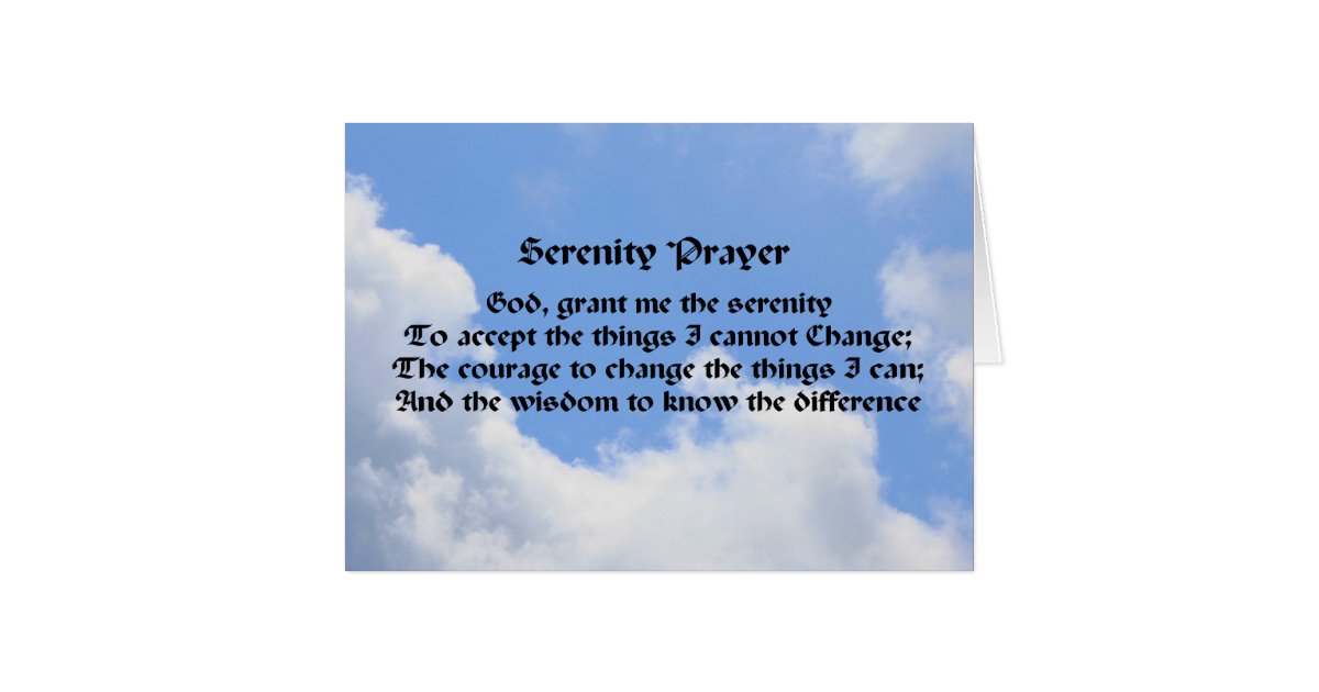 Serenity Prayer Inspirational Note Card Blue Sky Zazzle