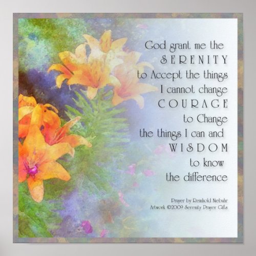 Serenity Prayer Lillies Framed Poster print