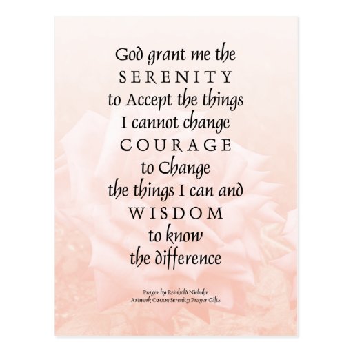 Serenity Prayer Pink Rose Blend 2 Postcard | Zazzle