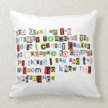 Serenity Prayer Ransom Note Style Pillow