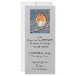 SERENITY PRAYER: ROBIN: SNOW: BIRD ART RACK CARD