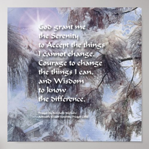 Serenity Prayer Snow Branch Poster print