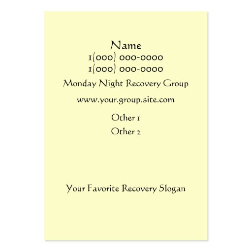 Serenity Prayer Steps Yellow Blue Business Cards (back side)