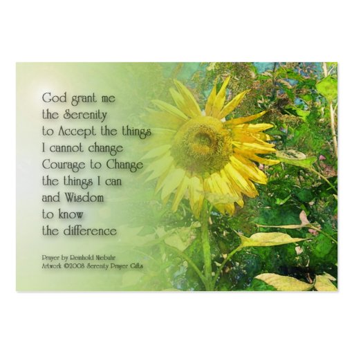 Serenity Prayer Sunflower Profile Card Business Cards (front side)