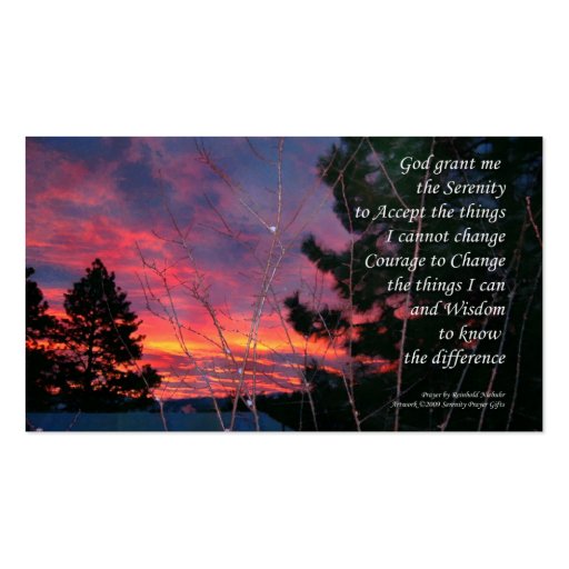 Serenity Prayer Sunrise ODAT Wallet Card Business Card