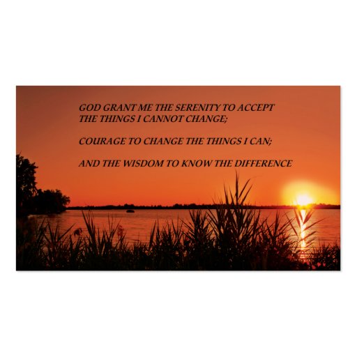 Serenity Prayer Sunset Business Cards (front side)