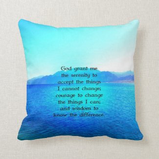 Serenity Prayer With Blue Ocean and Amazing Sky Pillows