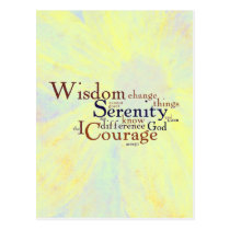 Serenity Prayer Wordle on abstract postcards