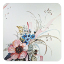 Serenity Yellow flowers Square Stickers