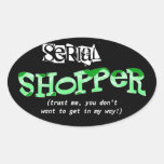 Serial Shopper (in green) Oval Sticker
