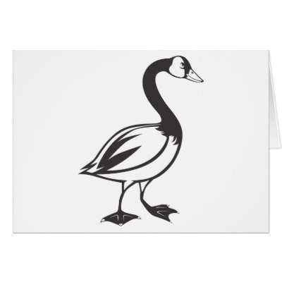 Goose Bird on Serious Canada Goose Bird In Black And White Greeting Cards From