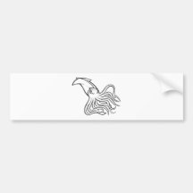 Serious Giant Squid in Black and White Bumper Stickers