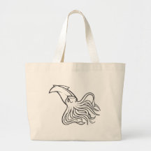 Serious Giant Squid in Black and White Canvas Bag