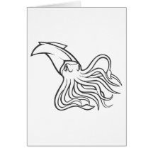 Serious Giant Squid in Black and White Cards