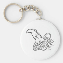 Serious Giant Squid in Black and White Key Chains