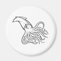 Serious Giant Squid in Black and White Magnets