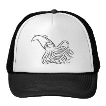 Serious Giant Squid in Black and White Trucker Hat
