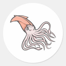 Serious Giant Squid Round Sticker