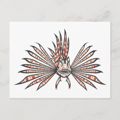 Serious Lion Fish in Black and White Postcard by graphicdesigner